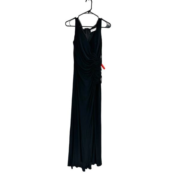 Mac Duggal 26513 Black Ruched Stretch Jersey V-Neck Gown Size 4 NEW - Picture 3 of 7